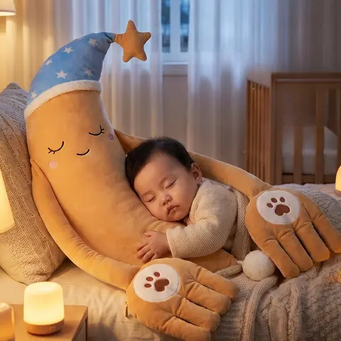 Cute Scallion Baby Sleeping Pillow Startle Prevention Baby Patter Sleep Toys for Newborn Automatic Palm Patting Sleeping Pillow