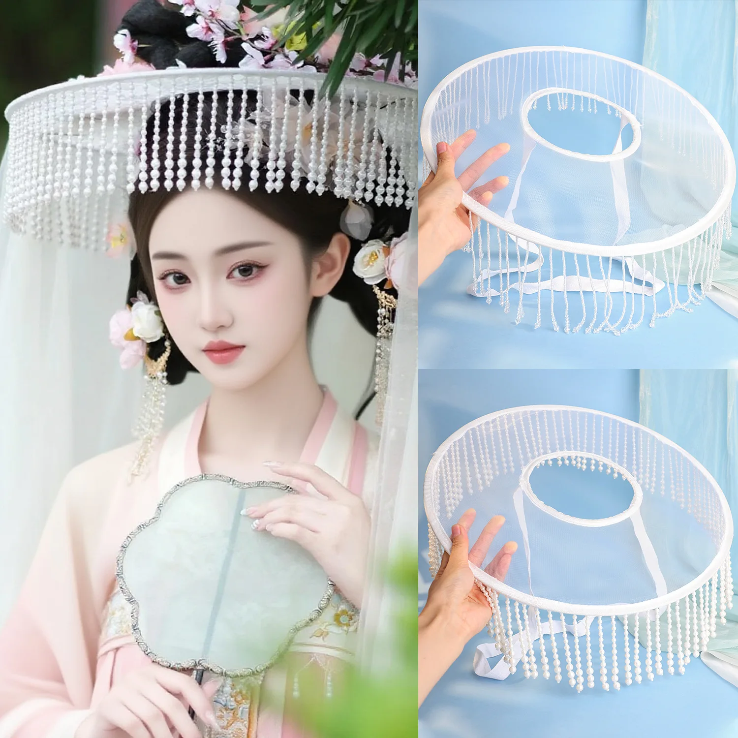 2026 النمط الصيني القديم المبارز زي القديم hanfu الشاش قبعة صور التصوير واقية من الشمس قبعة hanfu ملحق النساء الرجال #1