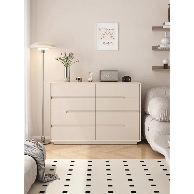 Cream wind eight-bucket cabinet, living room solid wood chest of drawers, bedroom storage against the wall, drawer cabinet, mode