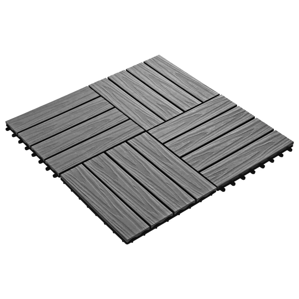 11 pcs Flooring Planks, Deep Embossed WPC Decking Boards & Tiles, Home Decoration Grey 30x30cm