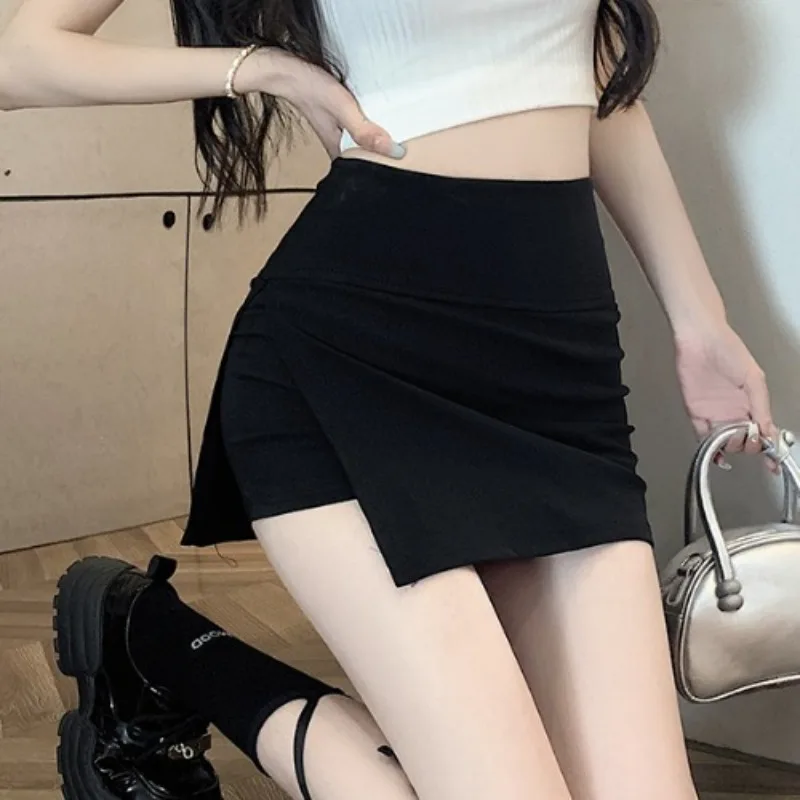 

Короткая юбка Hot Girl Pure Desire, облегающая бедра, серая спортивная версия трапециевидной формы, женская юбка с противоскользящим поясом, защитные брюки