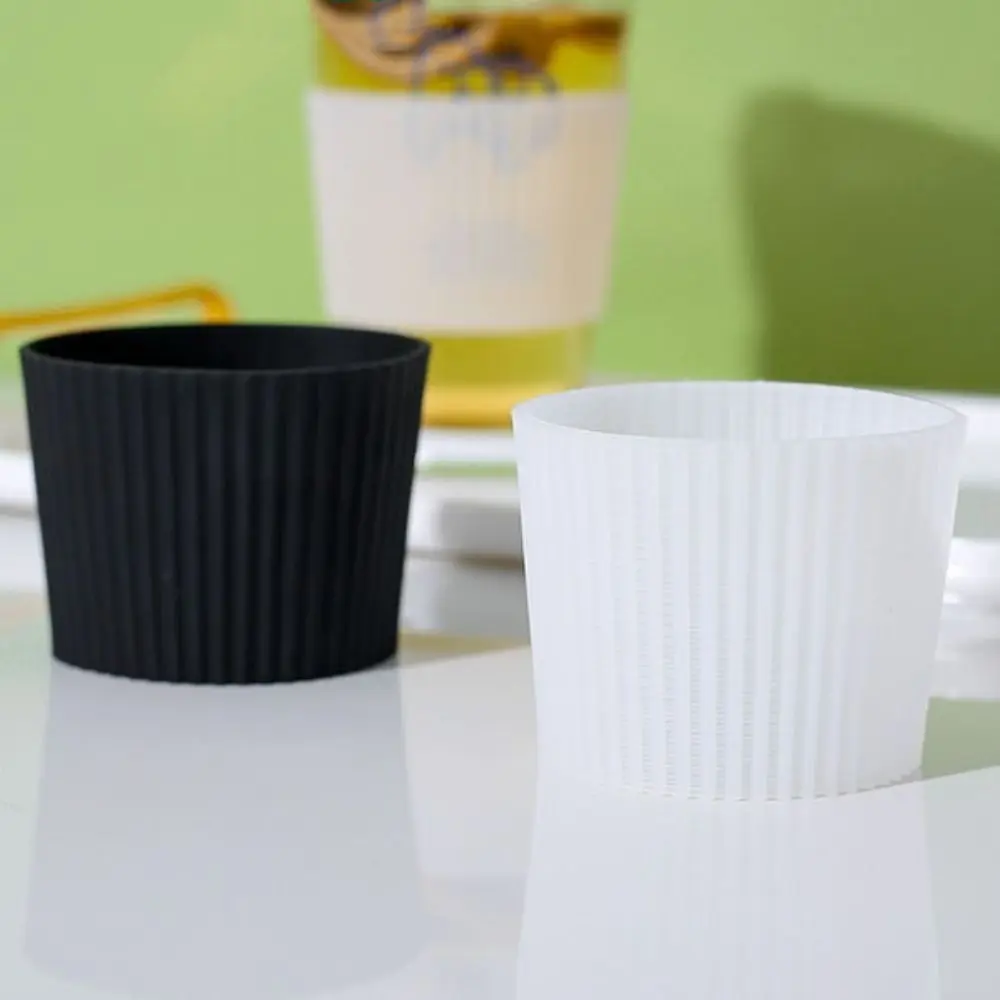 Household Vertical Stripes Silicone Cup Sleeve Non-slip Heat Insulation Mug Sleeve Anti -scald Thickened Cup Cover Coffee Cup