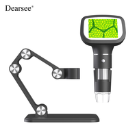 2.4'' Digital Microscope 1600X Magnification Electronic Welding Microscopes with Stand 8 LEDs Video Microscopio for Repair