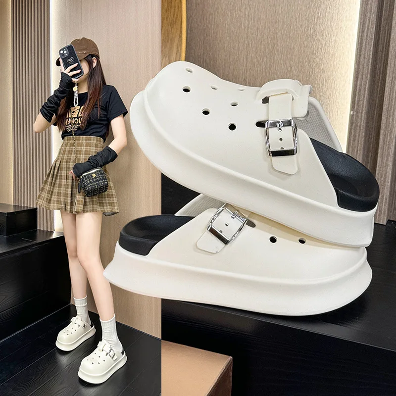 2026 Years of New Summer Hole Shoes Girls EVA Wear Non-smelly Foot Bag Head Half Drag Net Red Fashion Versatile Slippers