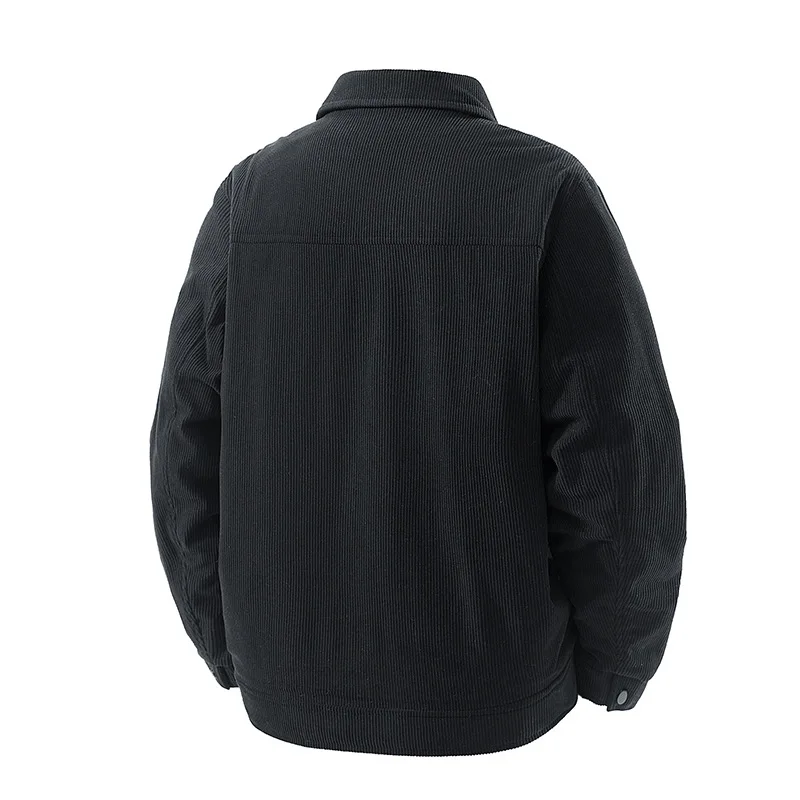 Autumn/Winter Corduroy Fleece Jacket For Men Solid Color Retro Lapel Thicken Jackets American Casual Fashion Male Warm Coat