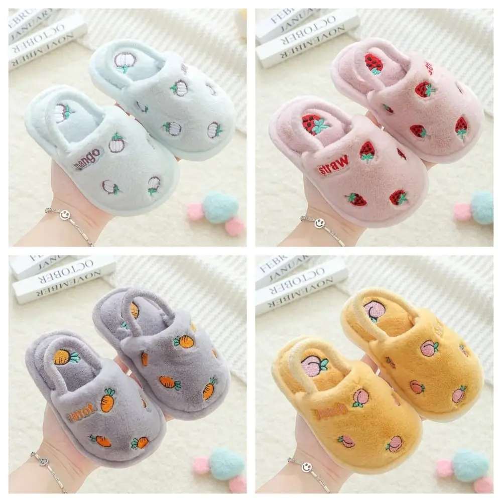 Cute Cartoon Children Slippers Warmth Winter Cotton Toddler Shoes Newborn Learning Walking Shoes Fluffy Shoes Kids Slipper