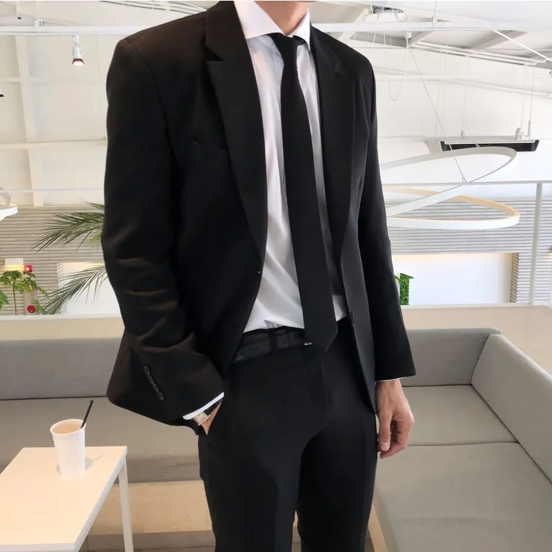 

Casual Tailored Men's Suit Set Wedding om Trendy Haome Briti Sle Slim Fit Small Western Clothes Haome