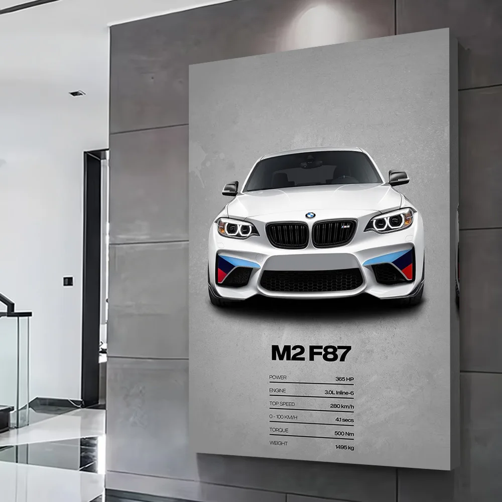 Sports M2 F87 Car Poster Customizable Printed Canvas Painting Wall Art Gift for Interior Accessories Home Decorations Wand Deko
