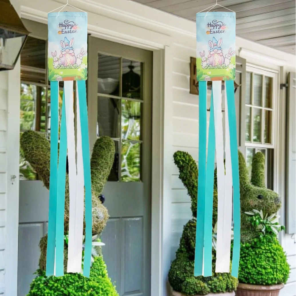 Spring Gnome Outdoor Windsock, Happy Easter Gnome Party Celebration Garden Decoration, Home Celebration Garden Decor Easter
