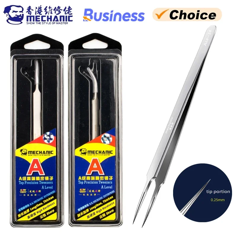 MECHANIC Aaa-14 Stainless Steel Ultra Fine High Hardness Tenacity Durable Tweezers For SMD PCB BGA Motherboard Repair Hand Tools