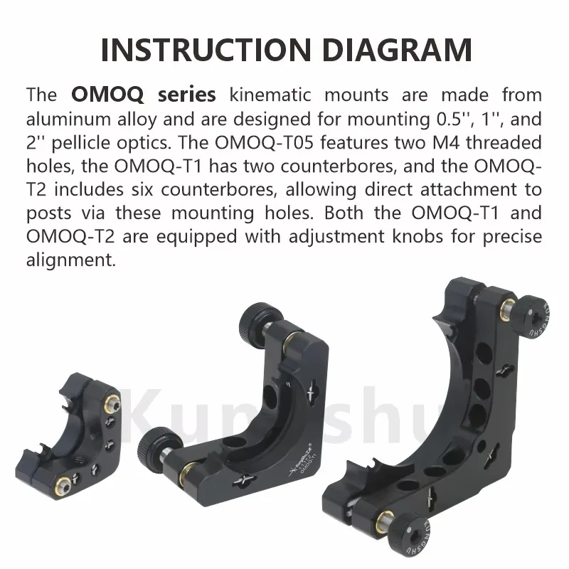 OMOQ-T Series Optical Kinematic Mounts, Pellicle Optics & Pellicle Beamsplitter Mount