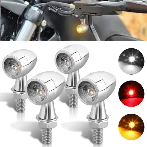 미니 오토바이 LED 총알 방향 지시등, 점멸등, 앰버 레드 램프, 12V, 8mm 점멸등, 오토바이 방향 지시등