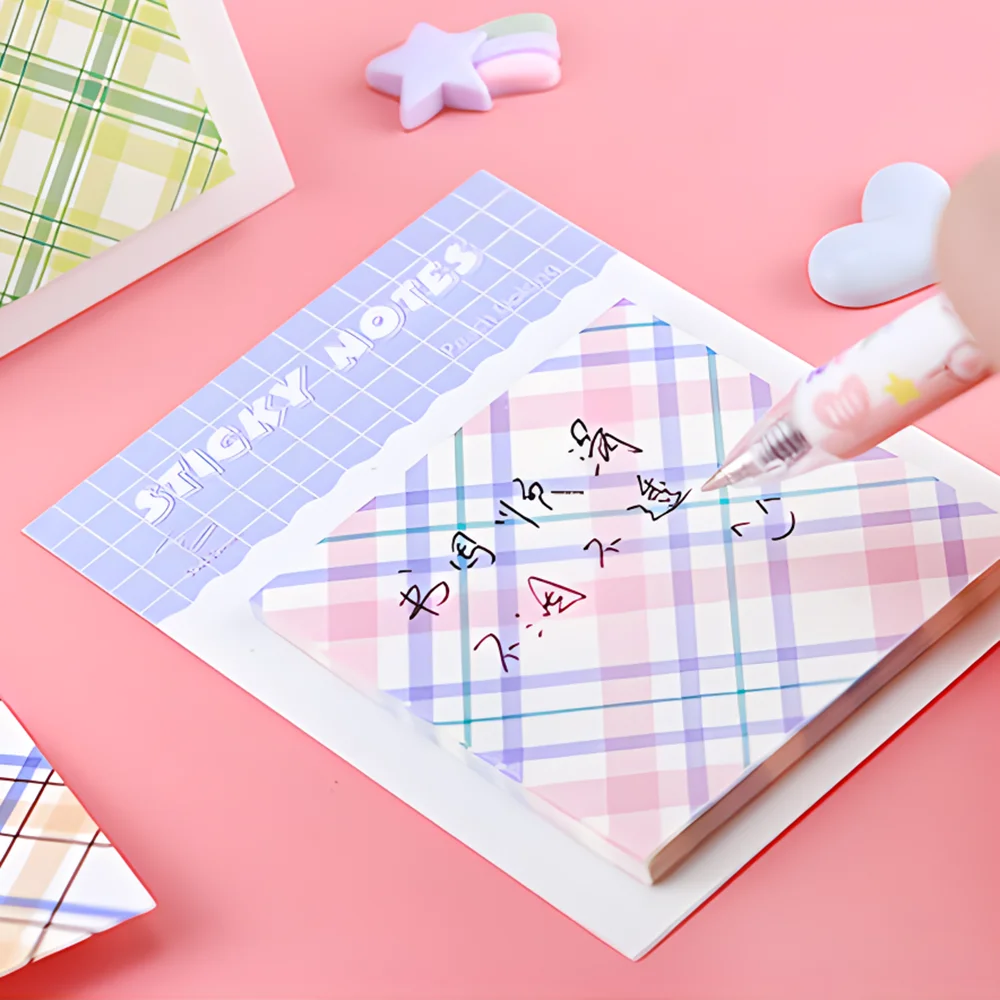 Coreano carino Plaid griglia Sticky Notes Memo Pad Fancy Planner Post Paper notepad donna ragazza Journal cancelleria indice Tab Checklist