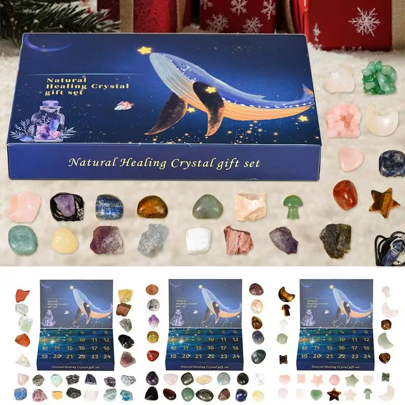 Advent Calendars Crystals 24 Days Christmas Countdown Calendar Natural Crystal & Rock Stone Collection Countdown Calendar For