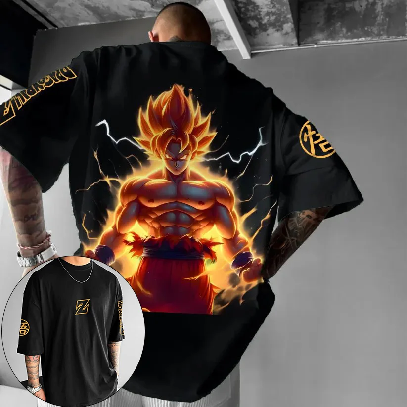 

Dragon Ball Japanese Anime Goku Kakarot Summer Men's T-Shirt Cotton Boy Y2k Harajuku Kids Parent-Child Trend Short Sleeve