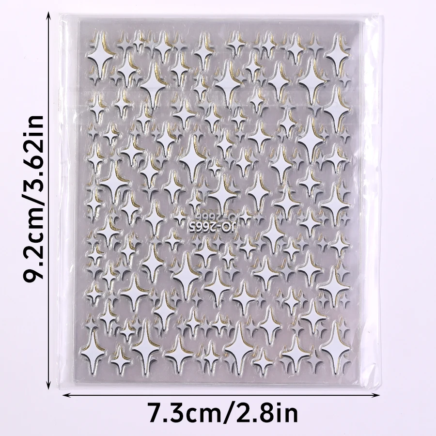 8pcs Gold Sliver Star Nail Stickers Bronzing Laser White Cross Starlight Glossychic Stylish Y2K Adhesive DIY Manicure Decoration