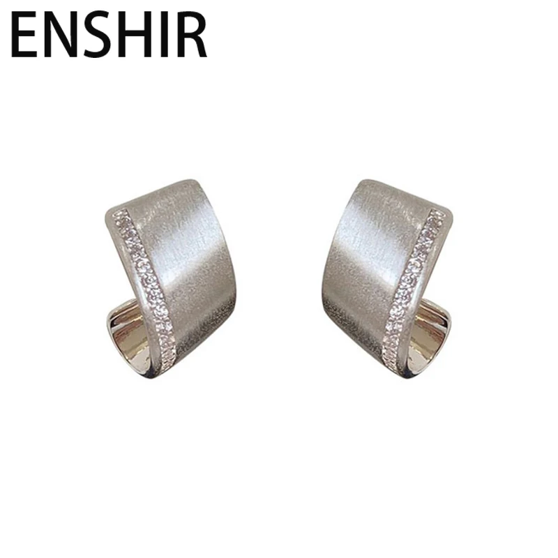 ENSHIR Inlaid Zircon Geometric Twisted Stud Earrings for Women Temperament Cool Wind Jewelry Daily Wholesale