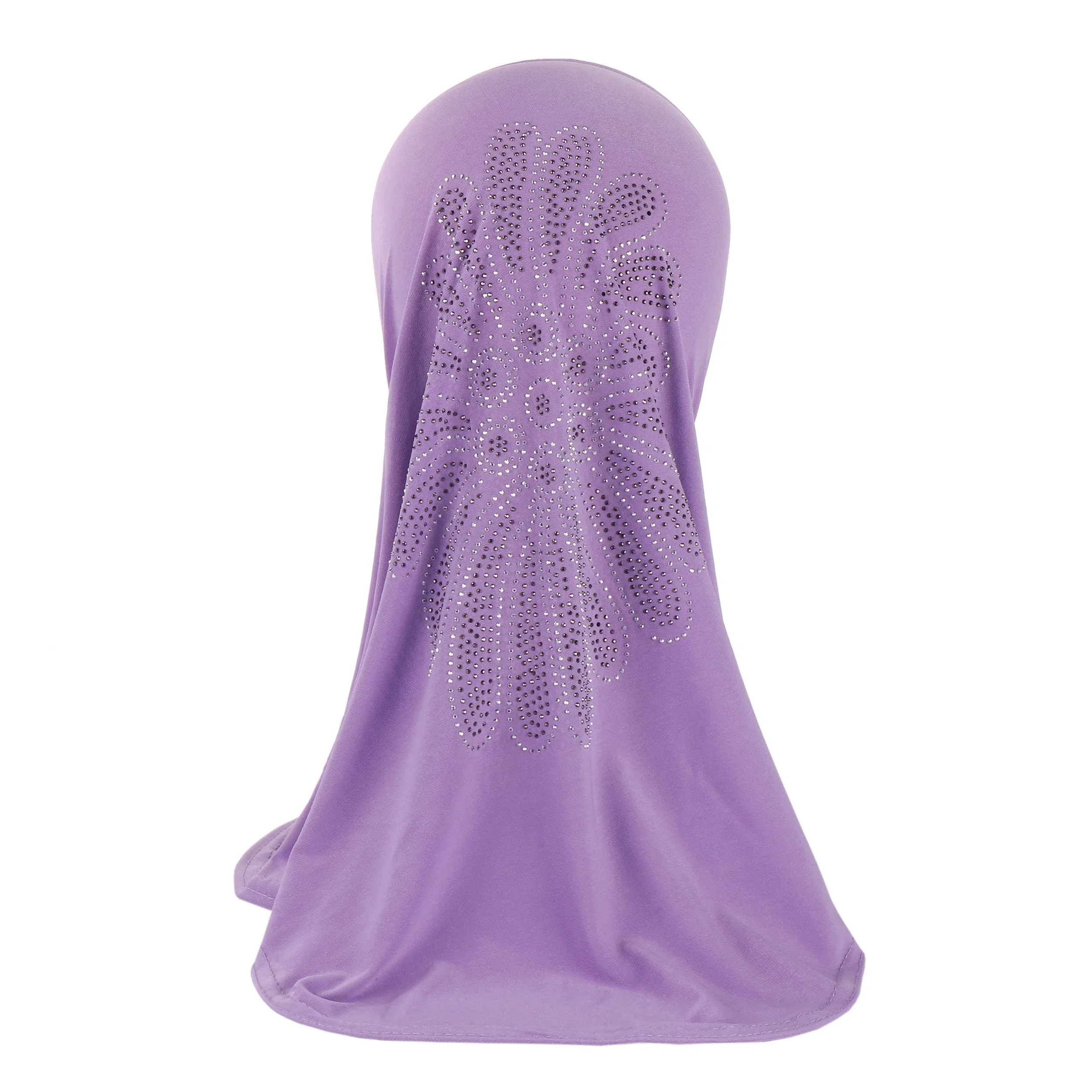 

Новый детский мусульманский мгновенный хиджаб для девочек, готовый к ношению исламские шали, тюрбан с бриллиантами, шарфы, трикотаж, однотонная повязка на голову, От 3 до 7 лет