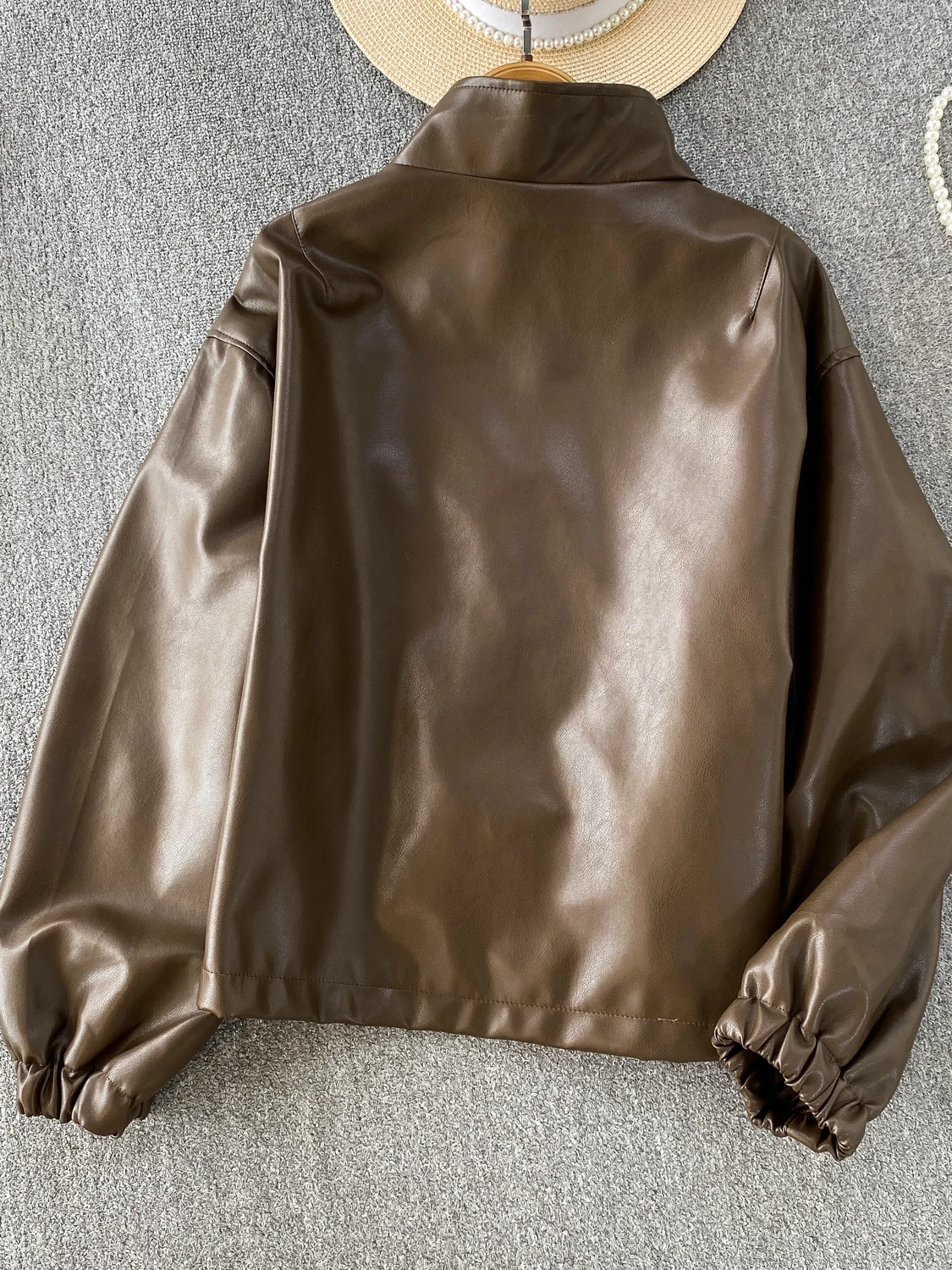 معطف Sli Brown Leather Jaet للسيدات لراكبي الدراجات النارية مثير عصري 2025 وصل حديثًا قسط PU مقاوم للرياح طويل Sve