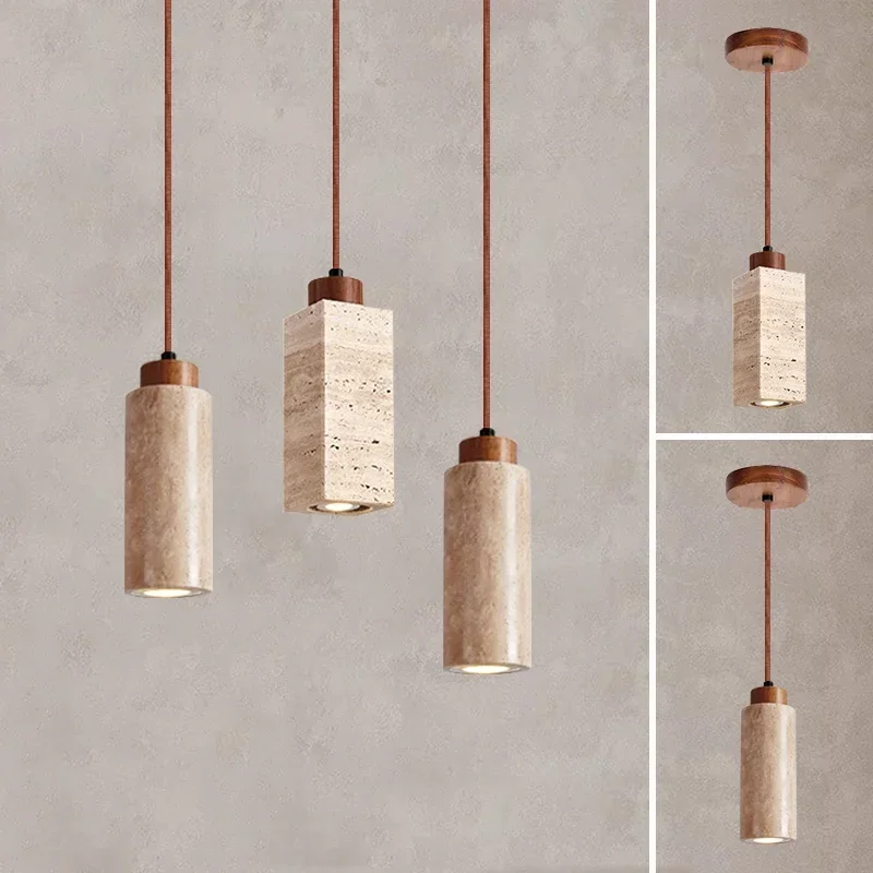 

Yellow Travertine lamp bedroom chandeliers bedside pendant lights retro living room lights bar counter hanging lamps lighting