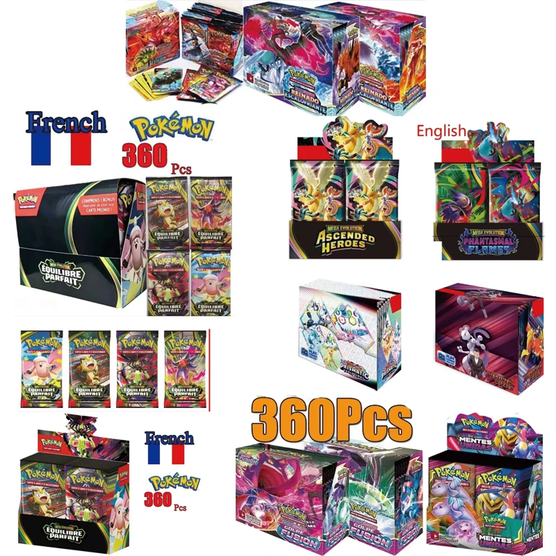 HOT%80-360Pcs cartes Pokémon anglais français espagnol EQUILIBRE PARFAIT VIOLE 151 MEGA EVOLUTION Evolutions Booster Box Collectible