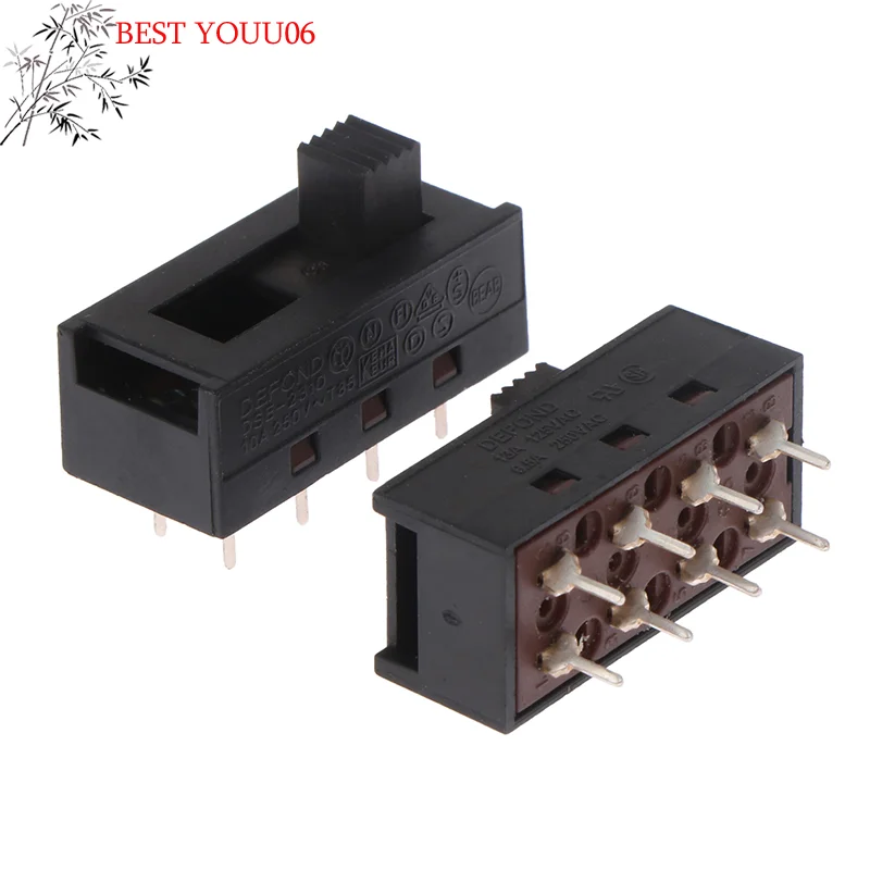 

Горячая новинка: 2 шт. DSE-2310, 8-контактные штыревые клеммы, 3 положения, 10А 250В, черный ползунковый переключатель, модуль для фена