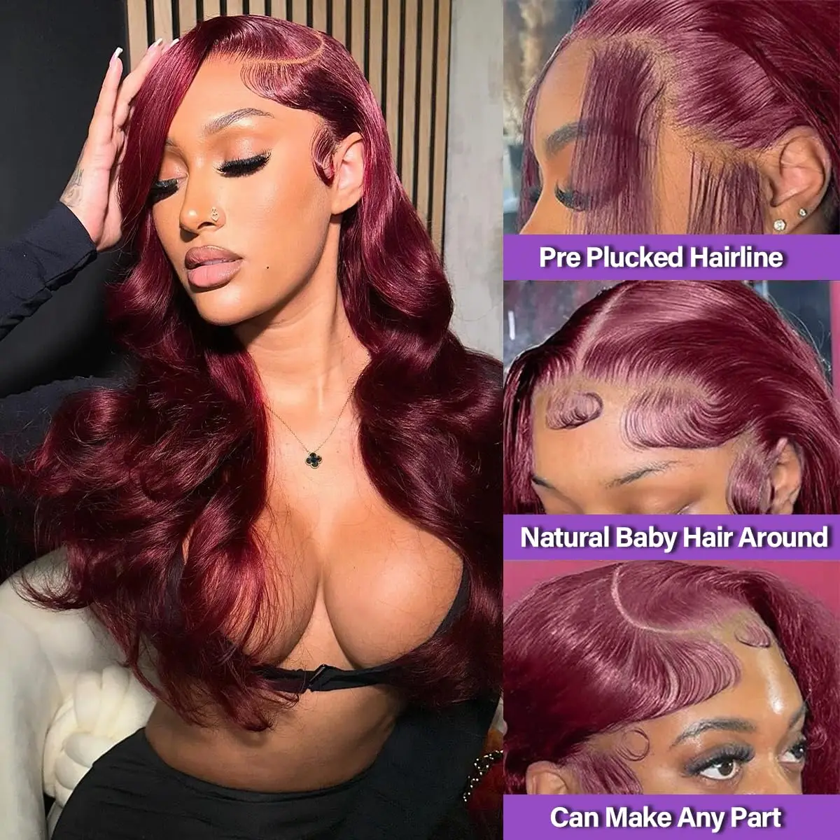 99J بورجوندي الدانتيل الجبهة الباروكات الشعر البشري 13X4 الجسم موجة HD شعر مستعار الدانتيل الشفاف النبيذ الأحمر الدانتيل الباروكة 200 الكثافة قبل قطعها 22 بوصة