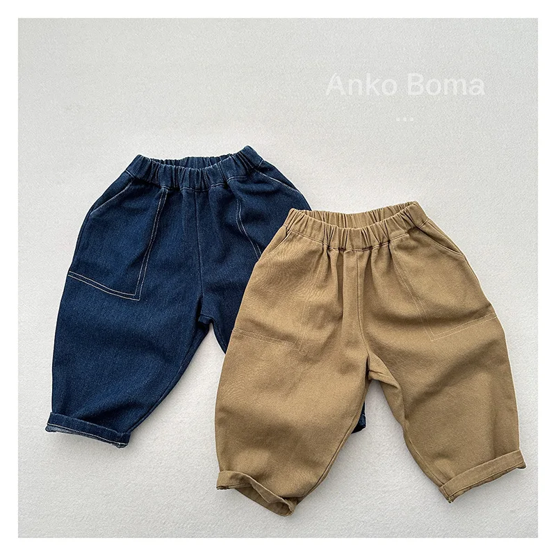 Jeans Retro Korean Loose Casual Solid Spring Autumn Boys Children New Grils Fashionable Comfortable All-matching