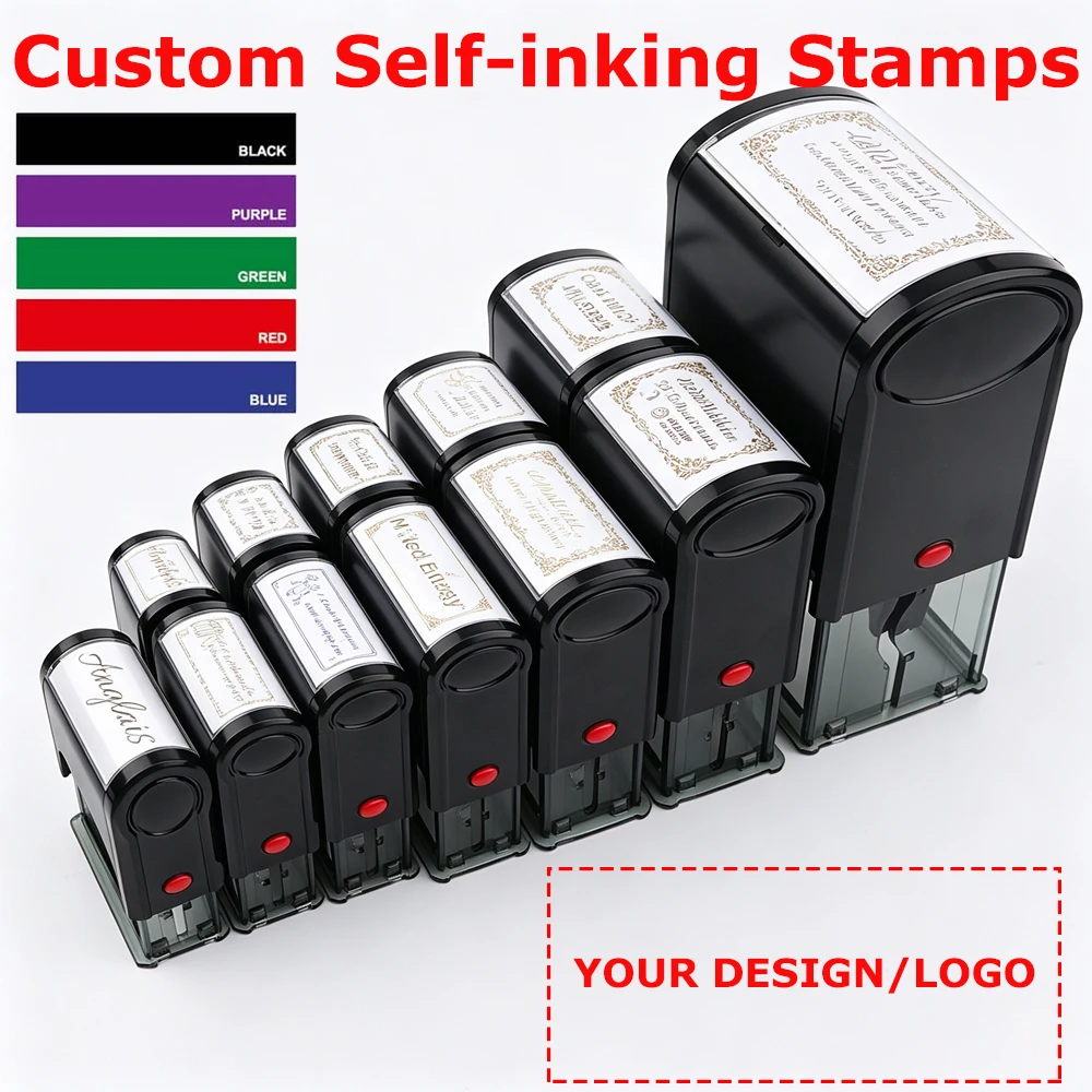 Personalized Address Self-Inking Stamps Custom Logo Press-type Inking Stamps Handicrafts Rubber Stamps for Office File Supplies