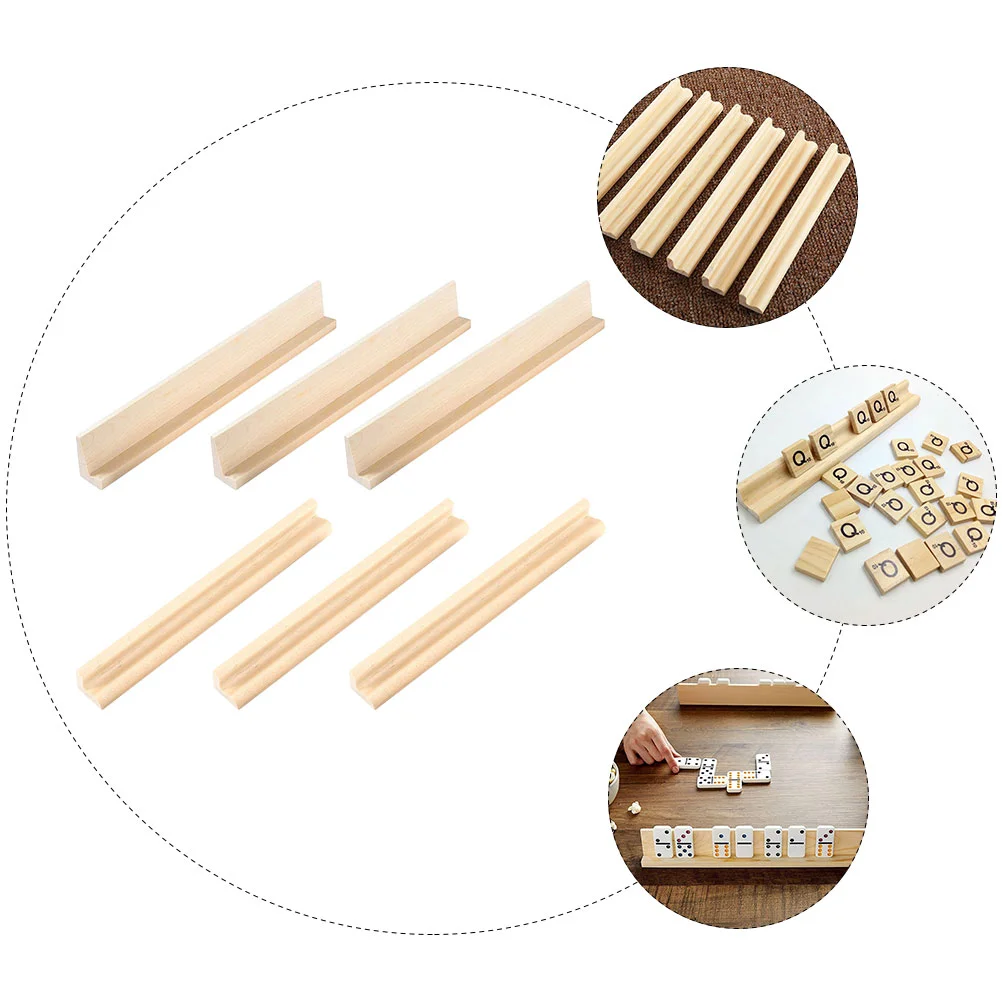 6 Pcs Domino Stand Dominoes Wooden Trays Racks Holder Bracket Desktop Bases Child Game Accessories