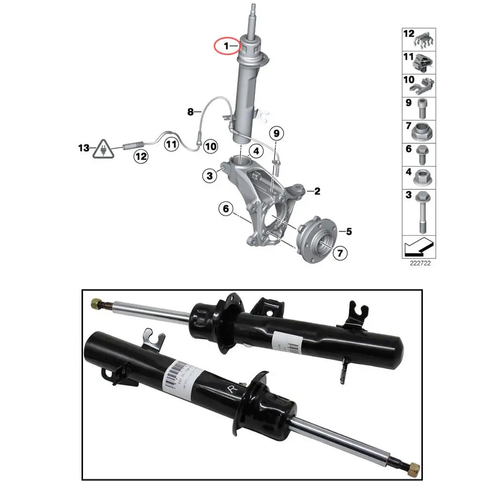 New Front Air Suspension Shock Absorber For BMW Mini Cooper R60 R61 2010-2016, OE 31309813653 31309813654 High-Quality Auto Part