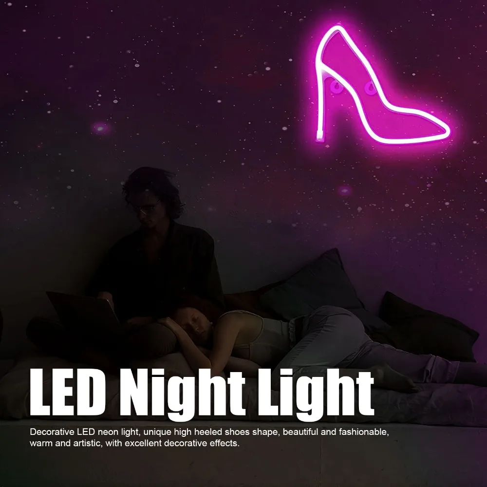 Novelty High Heeled Shoe LED Neon Sign Battery USB Operated Dual Powered Neon Lamp 5V Neon Light Bar