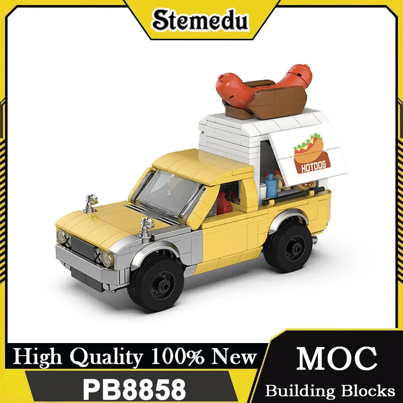 

PB8858 Тележка для хот-догов Строительные блоки Технический аниме Пикап Автомобиль Кирпичи Игрушки DIY Развивающий комплект для детей Взрослых мальчиков Подарок