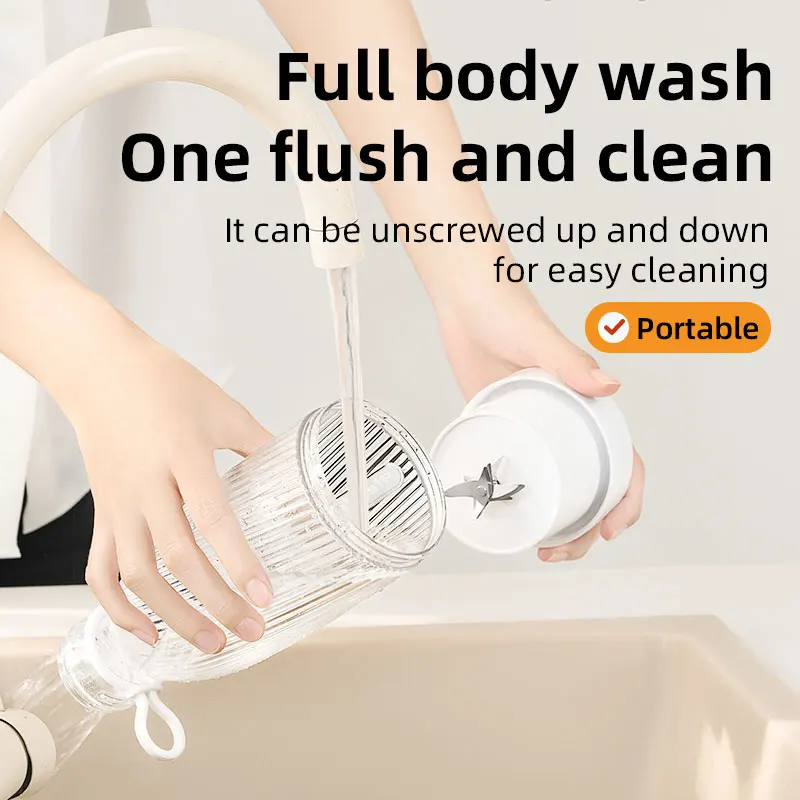 17.6 fl oz 휴대용 USB 전기 믹서기, 쉐이크 및 과일용 6날 미니 스무디 믹서, 무선 충전식