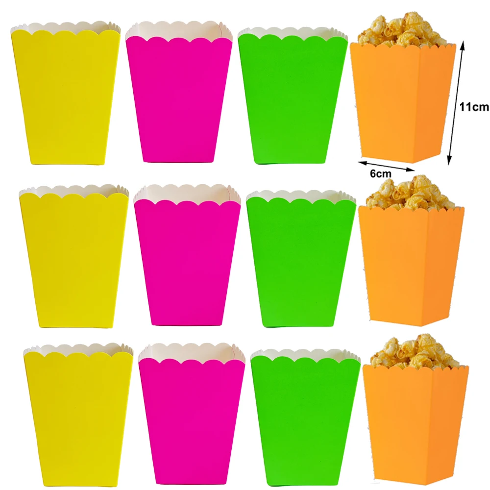 Neon Color Paper Popcorn Boxes 60pcs