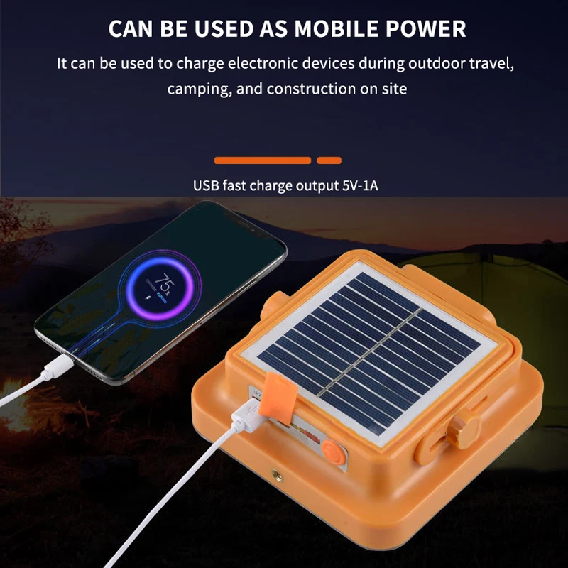 100W Portable Solar Camping Lights 3 Light Modes USB Rechargeable Work Repair Lighting LED Outdoor Work Repair Magnet Flashlight