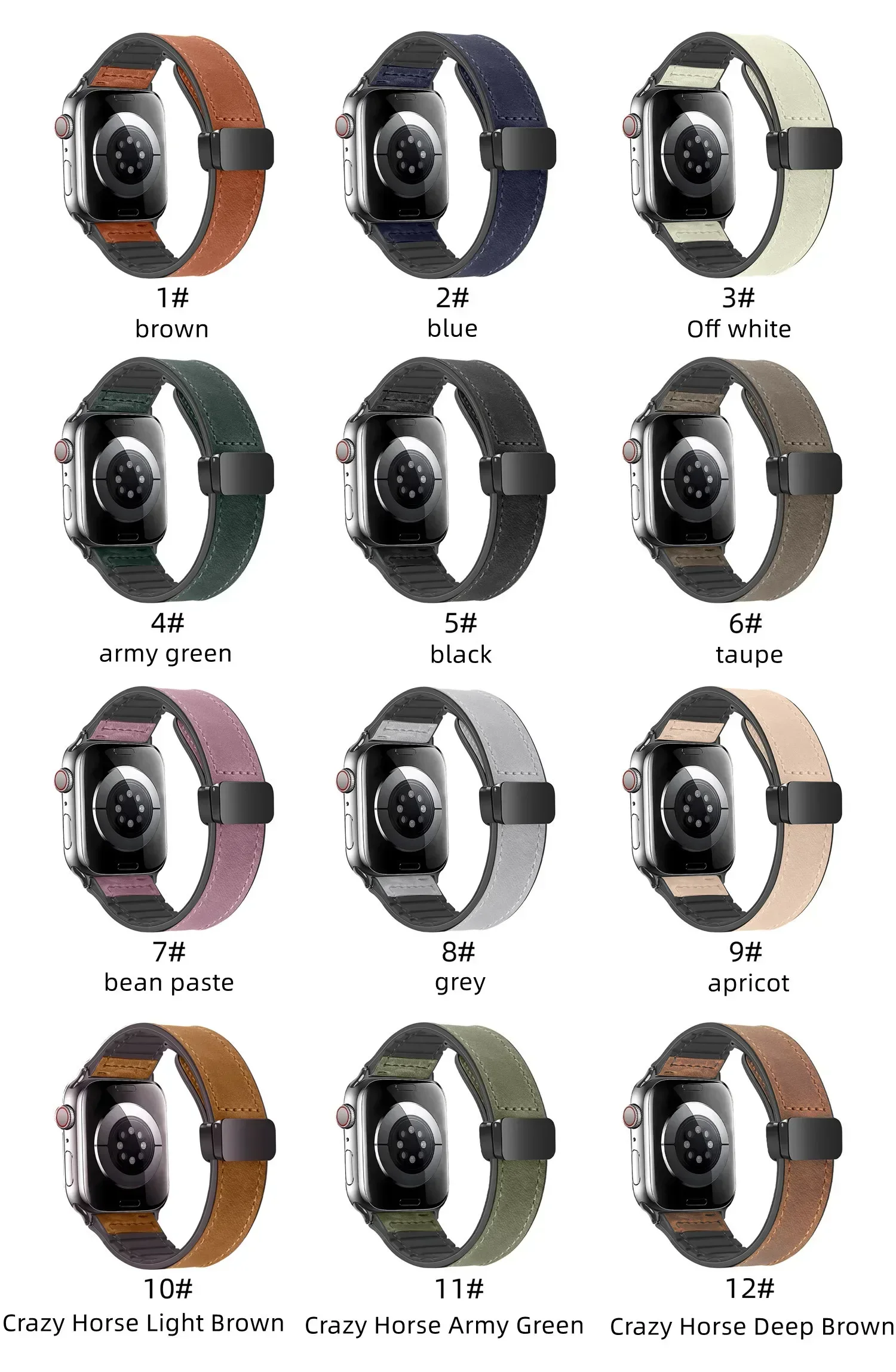 Apple Watchバンド 49mm 44mm 45mm 42mm 40mm 46mm 38mm 41mm対応 レザーストラップ マグネット式ブレスレット メンズ iWatch Ultra Series 10 9 8 7 SE 6