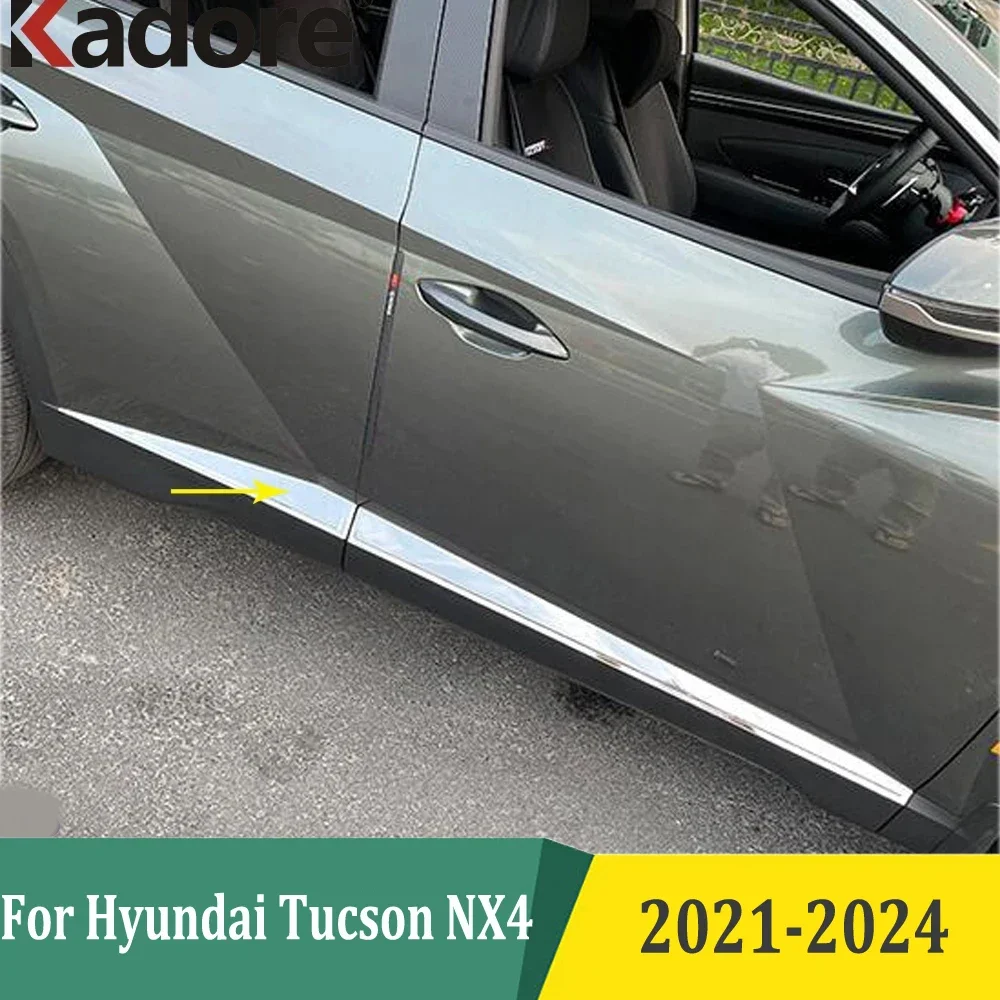 

For Hyundai Tucson NX4 2021-2023 2024 ABS Chrome Side Door Body Trim Molding Cover Bezel Styling Protector Exterior Accessories