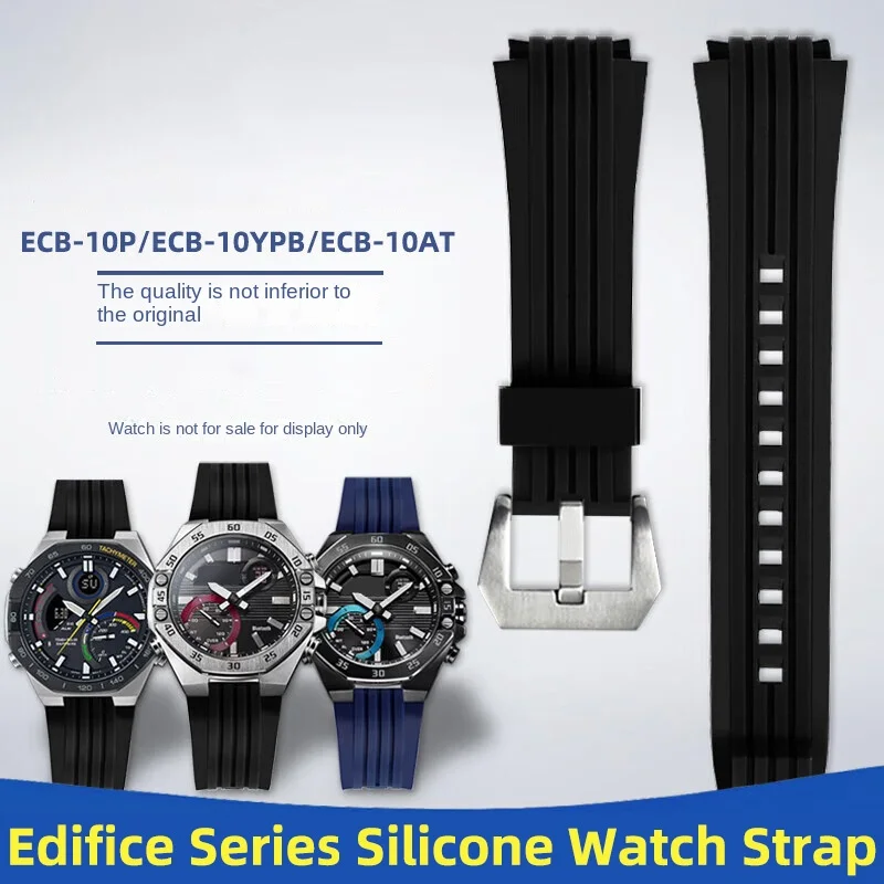 ECB-10 Silicone Watch band For Casio Edifice Series ECB-10YP ECB-10AT ECB-950 Men's Strap Waterproof Rubber Bracelet，with Tools