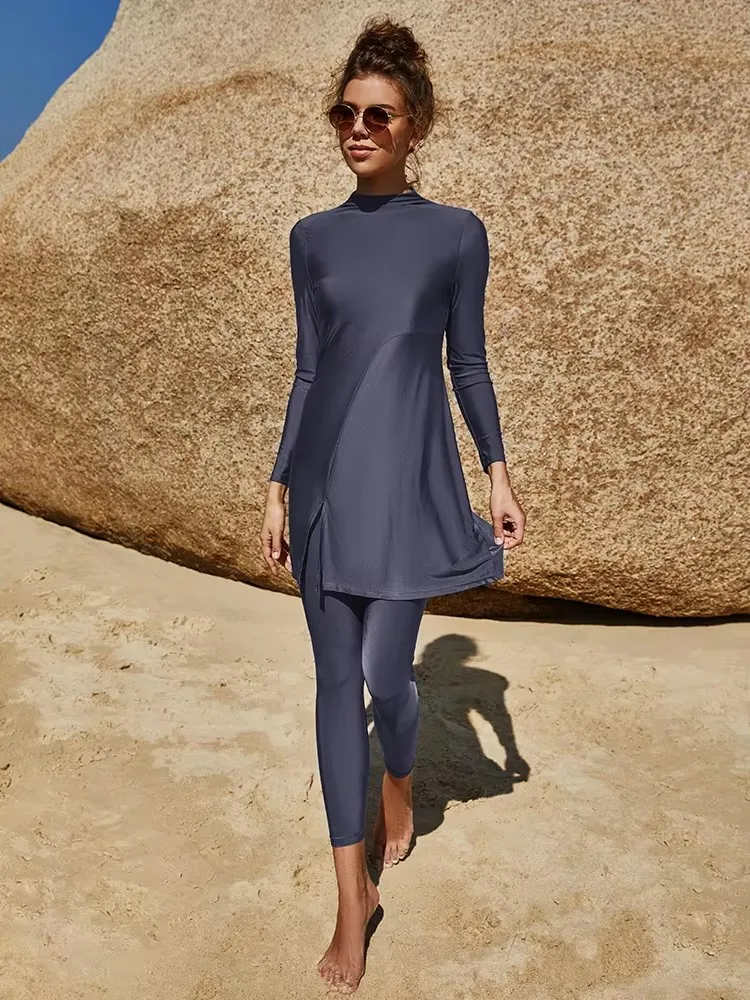 

Female Burkini Muslim Swimwear 2024 Swimming Suit For Women Modest Swimsuit Islamic Clothing Sets 2 Pieces Fashion Dress Large