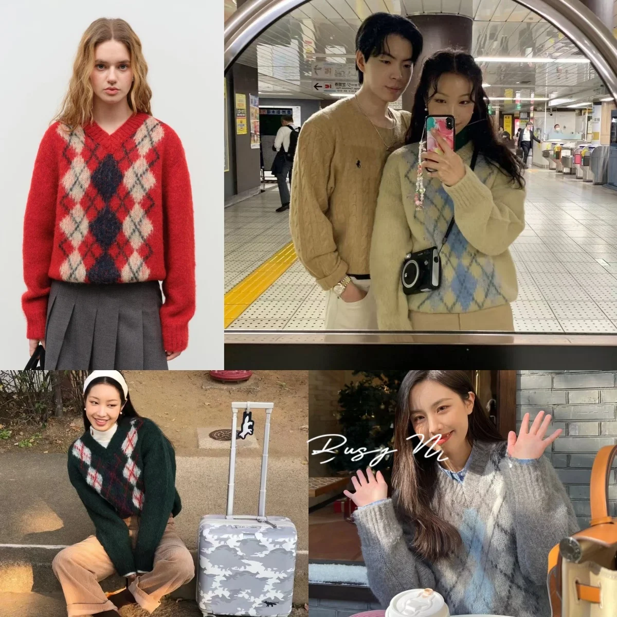 

Thiened Wool Knitted Sweater V-Ne Color Blo Versatile Commute Sle Korean Faion Long Sve Winter Collection