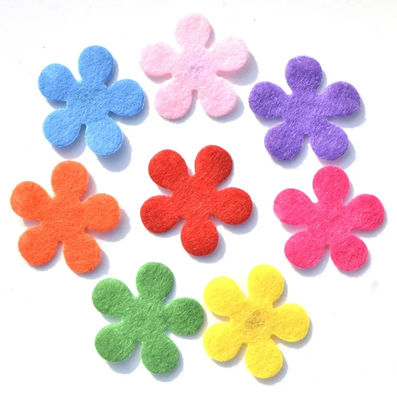 DIY 60Pcs Mixed Fabric Scrapbooking 28mm Flower Patches Felt Accessories Applique for Craft/Clothing