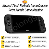 Newest X80 Portable Game Console 7 inch Screen Handheld Game Player Quad Core 16GB 10000 Free Games For PS/MAME HD TV Out