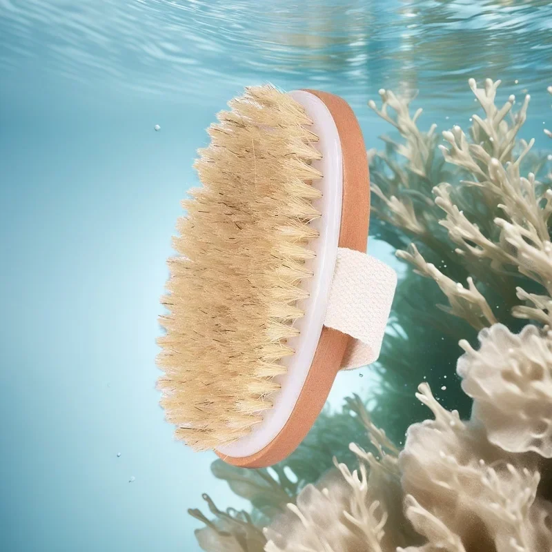Wood Body Brush for Dry Skin Exfoliating Scrub with Natural Bristles Improves Blood Circulation Prevents Hair Accumulation