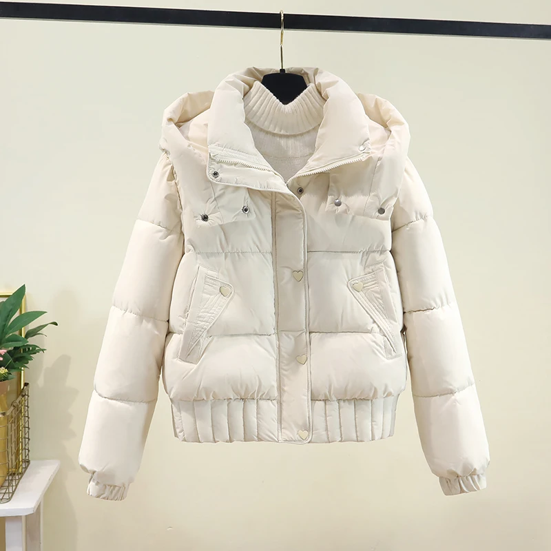 

Женское хлопковое пальто-пуховик Jaet, новинка 2025, зимнее корейское свободное свободное пальто с капюшоном, хлопковая верхняя одежда небольшого размера