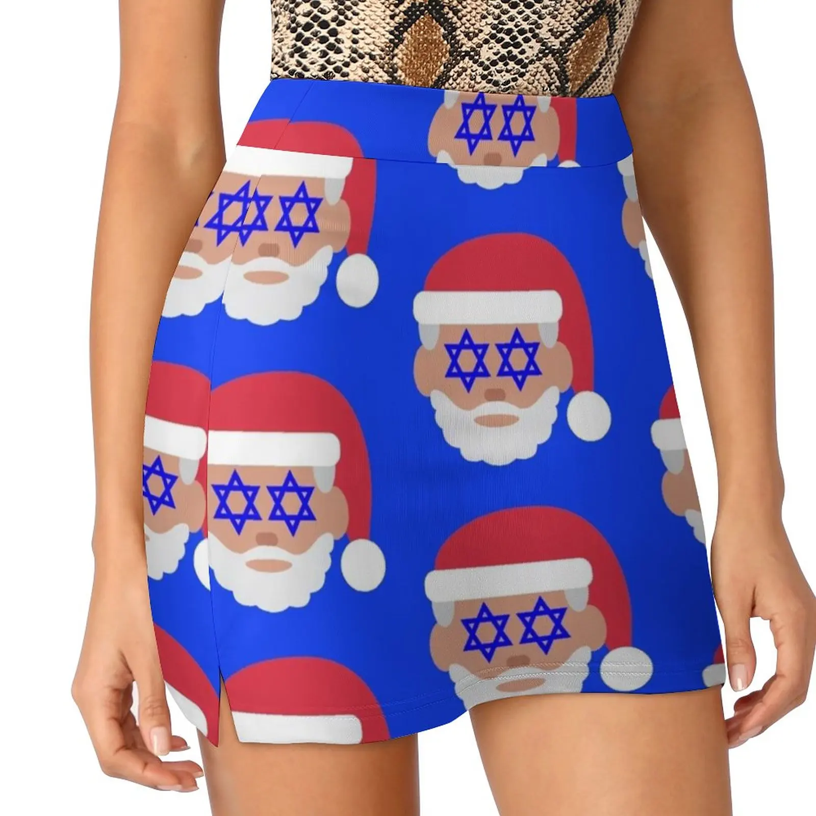 Christmukkah Santa Claus Women's skirt With Pocket Vintage Skirt Printing A Line Skirts Summer Clothes Christmukkah Santa Claus