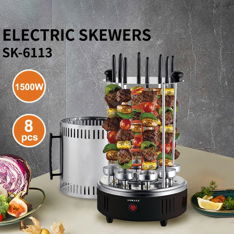 Household mini fully automatic rotating skewer machine Barbecue stove roasted beef and mutton skewers grilled plate maker