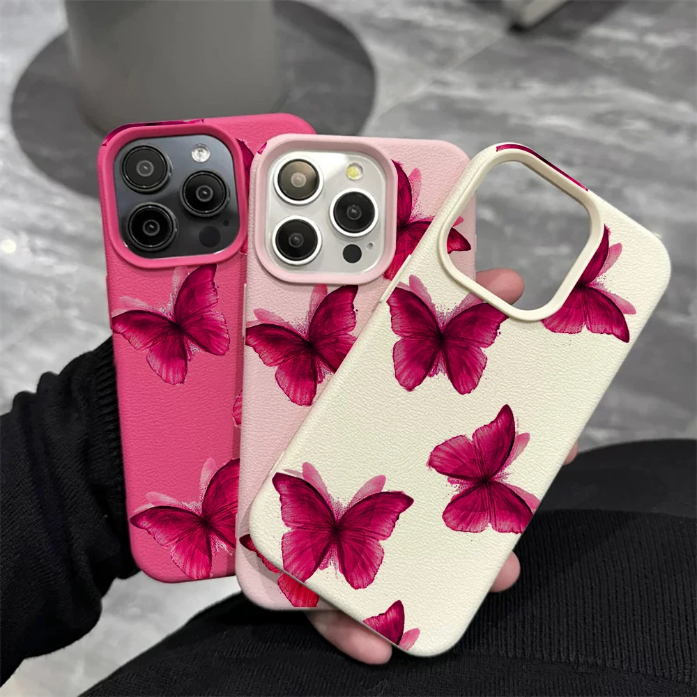Fuchsia Schmetterling Handyhülle für iPhone 17 16 15 14 13 12 11 Pro Max 16 15 14 Plus 17 16 15 14 13 Pro 17Air Silikon Matte Hülle – Detail 4