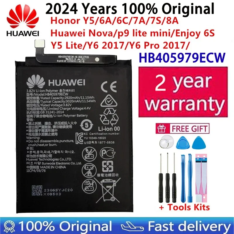 Hua Wei Original Phone Battery HB405979ECW For Huawei Nova Enjoy 6S Honor 6A 6C 8A 7A Pro Y5 Y6 Pro P9 Lite Mini