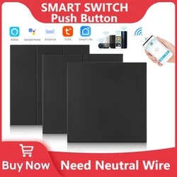 WiFi Smart Wall Light Switch 220V Push Button Smart Life Tuya App Remote Control Works with Alexa Google Home Need Neutral Wire